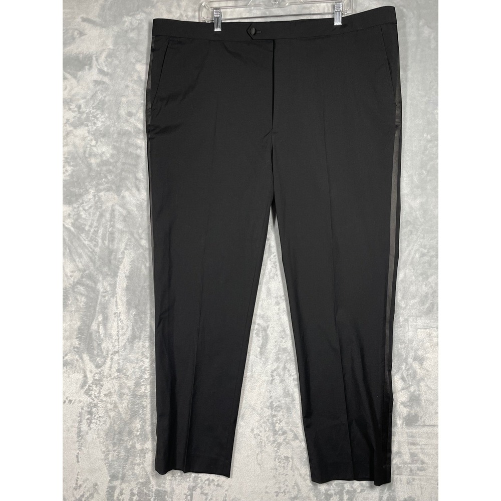 Nautica Nadal Mens Black Tuxedo Dress Pants Satin Side Stripe NAS5T00 W43 R48